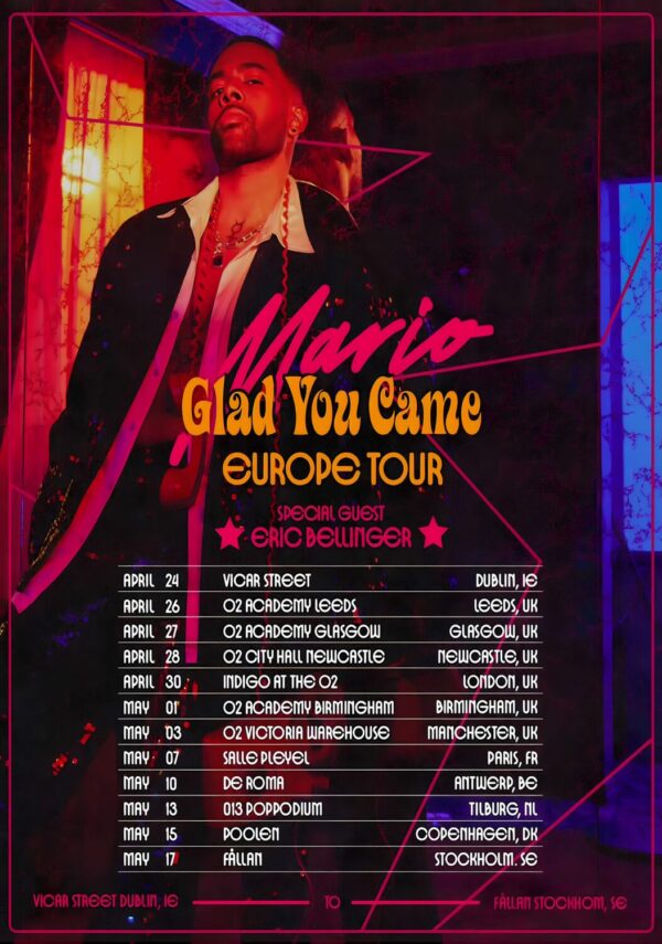 MARIO (singer) Glad You Came 2025 UK - Europe Tour Poster