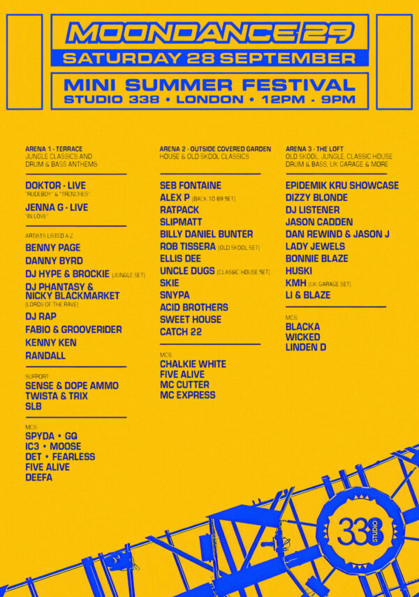 MOONDANCE 29 FESTIVAL 2024 Studio 338 London Line Up Poster