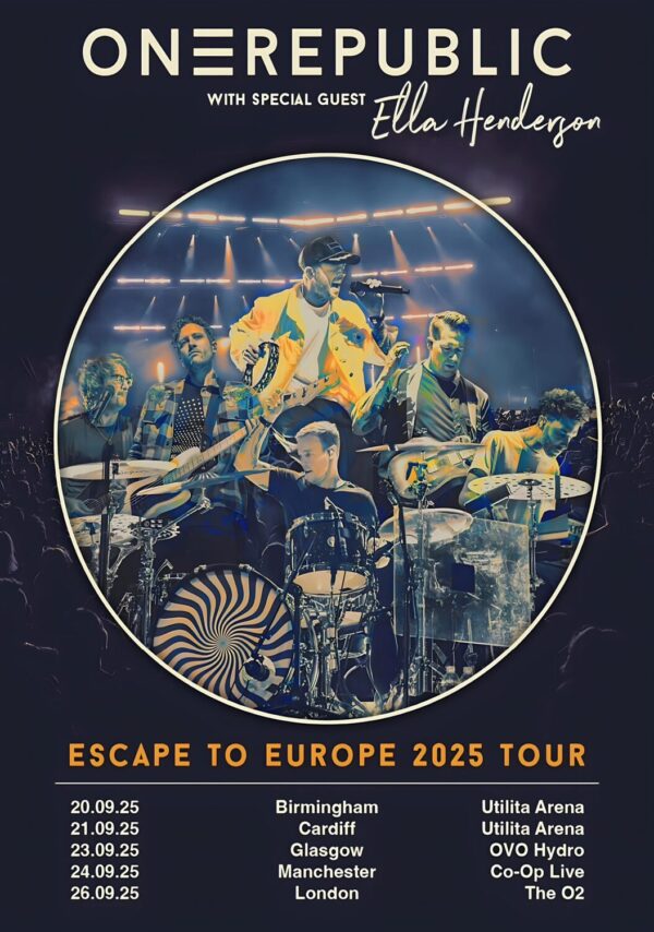 ONE REPUBLIC Escape To Europe 2025 UK Arena Poster