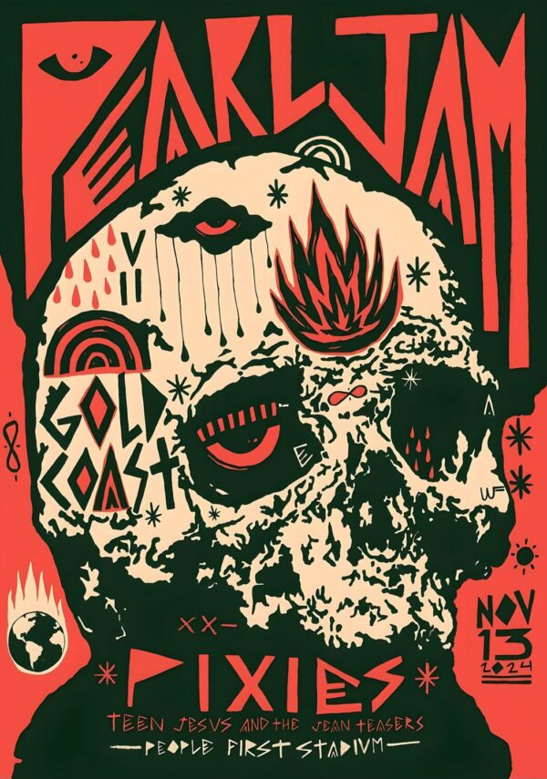 PEARL JAM Dark Matter 2024 Tour: GOLD COAST People Fire Stadium Poster