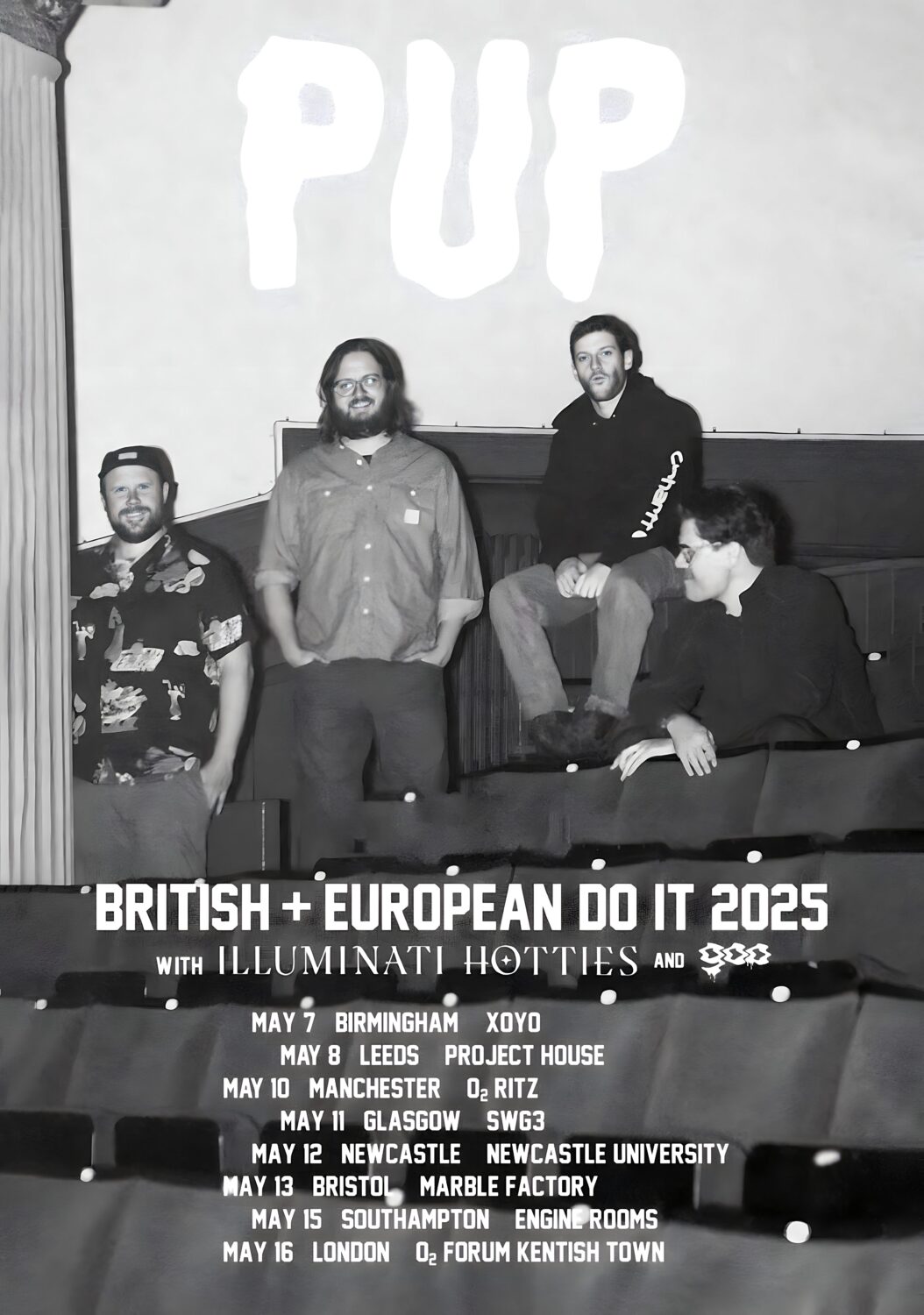 PUP (band) Paranoid Do It 2025 UK Tour Poster