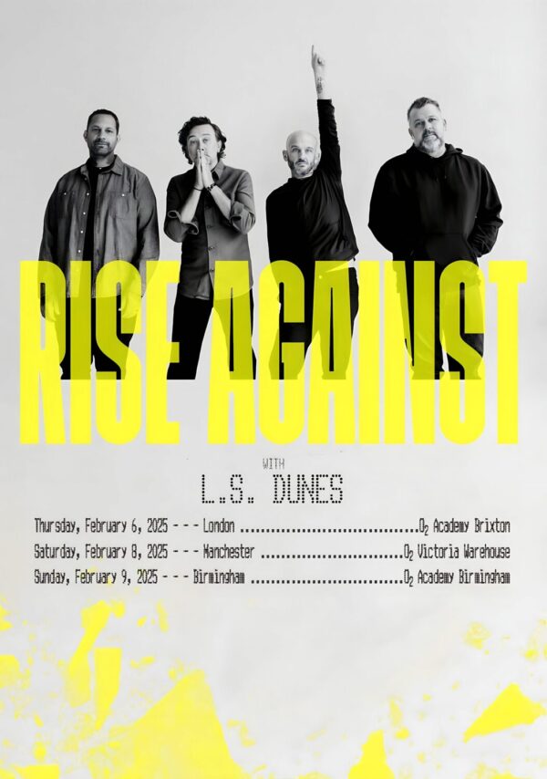 RISE AGAINST (band) Nod 2025 UK Tour Poster