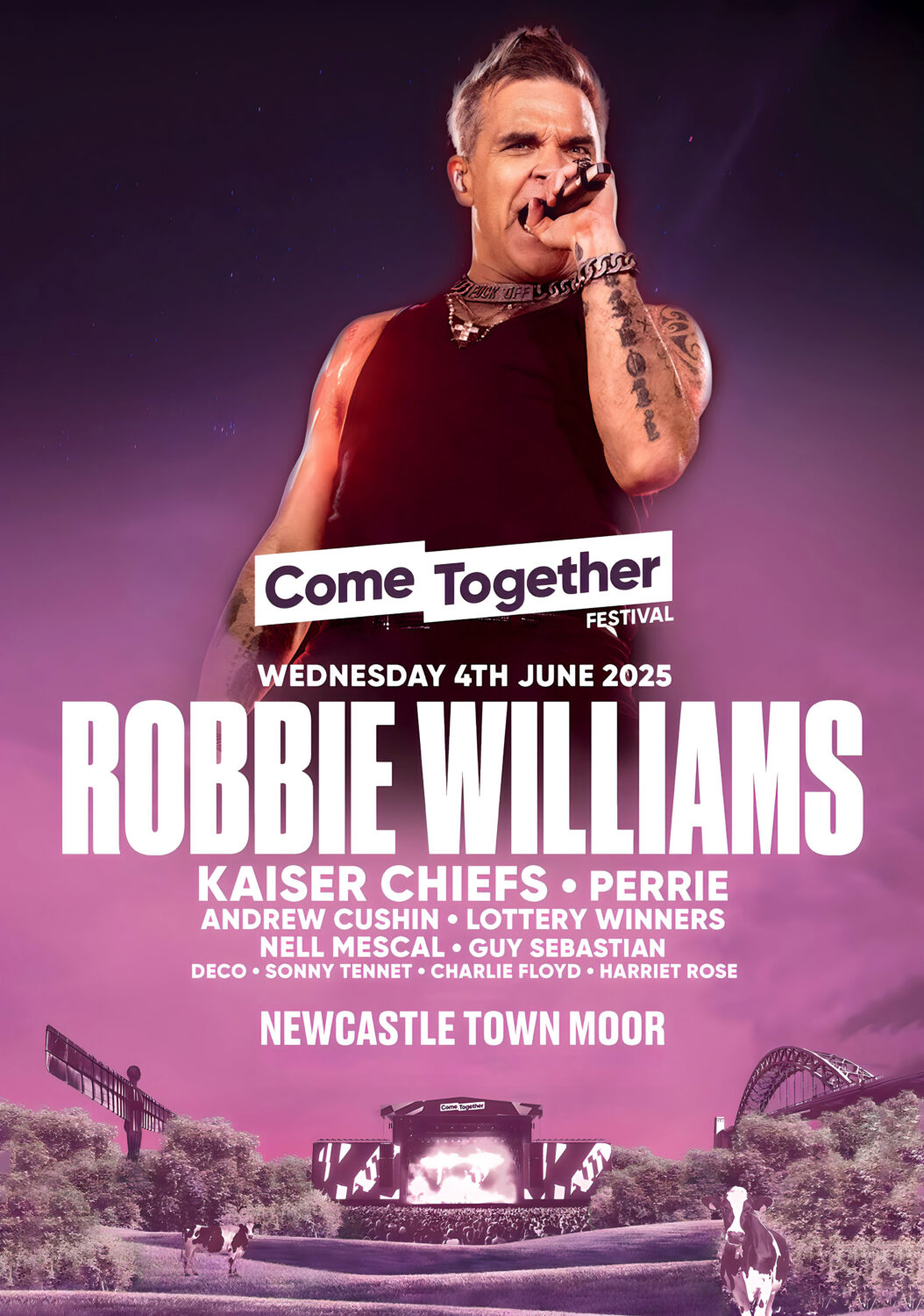 ROBBIE WILLIAMS Come Together 2025 Festival Line Up Poster
