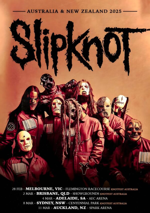 SLIPKNOT Here Comes The Pain 2025 Australia & New Zealand Tour Poster