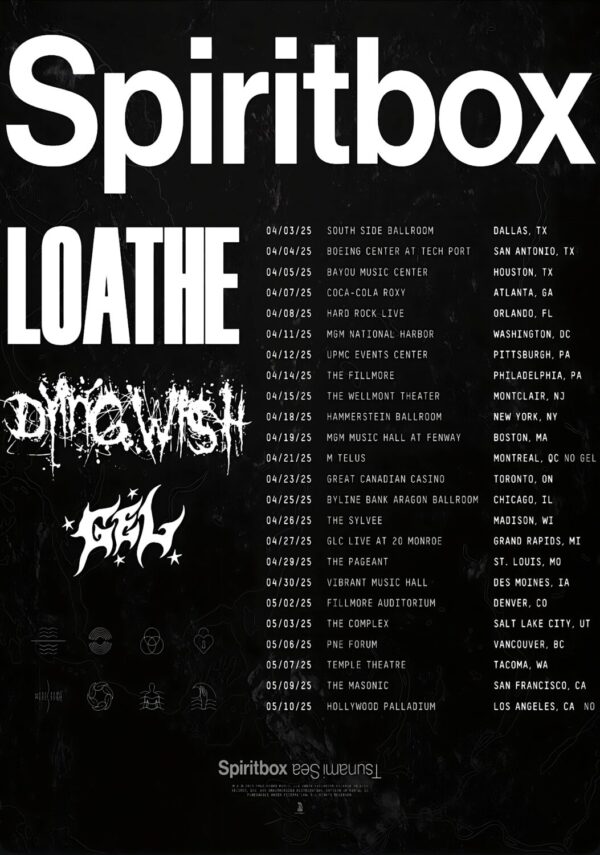 SPIRITBOX Tsunamsteri Sea 2025 North America Tour Poster