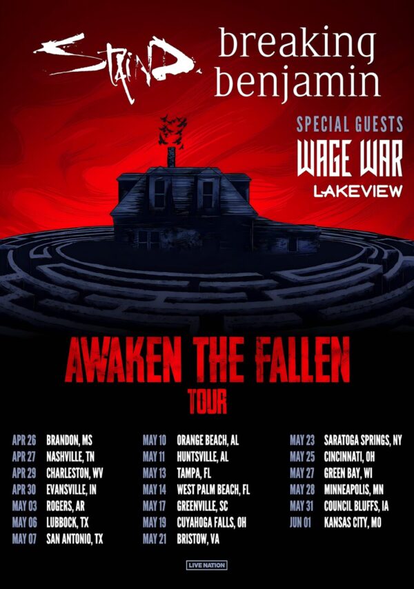 STAIND - BREAKING BENJAMIN Awaken The Fallen 2025 Tour Poster