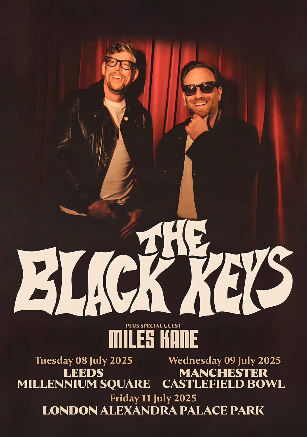 THE BLACK KEYS Ohio Players 2025 UK Tour: LEEDS - MANCHESTER - LONDON Poster