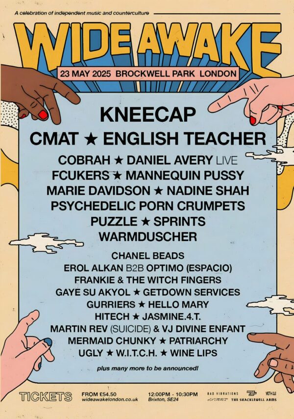 WIDE AWAKE FESTIVAL 2025 Kneecap - CMAT - English Teacher Line Up Poster