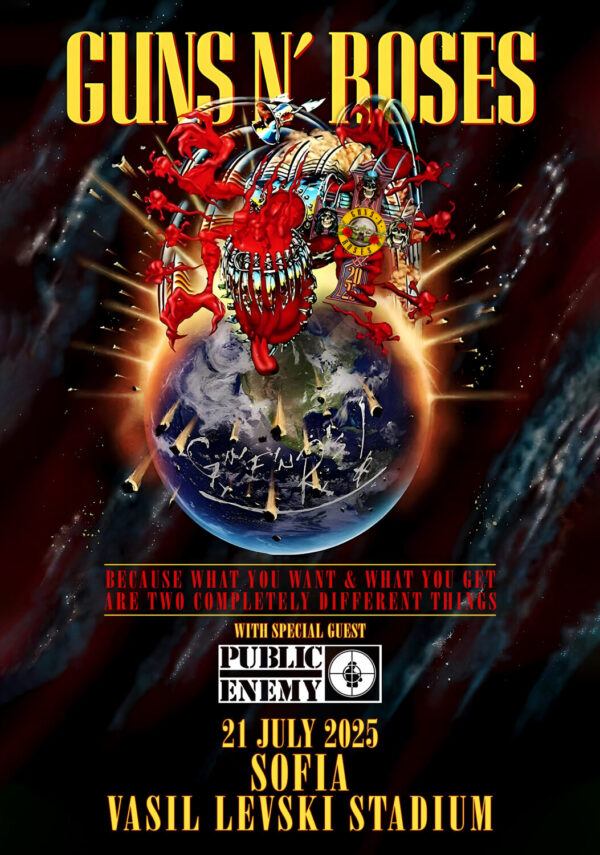 GUNS N ROSES Because What You Want 2025 Tour: SOFIA Vasil Levski Stadium Poster