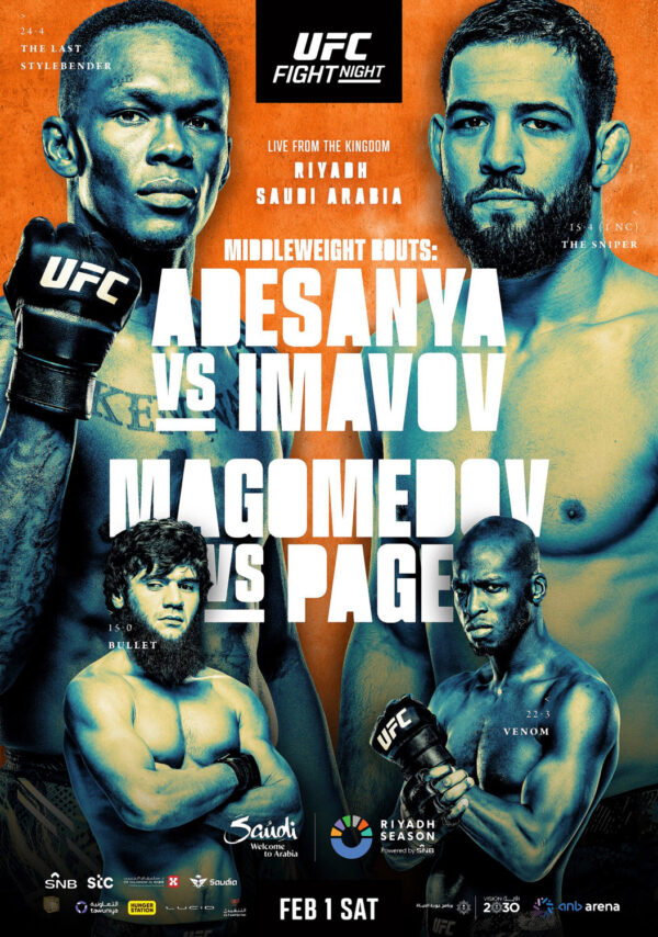 UFC Fight Night 250 Israel Adesanya vs. Nassourdine Imavov 2025 Fight MMA Saudi Arabi Poster Print