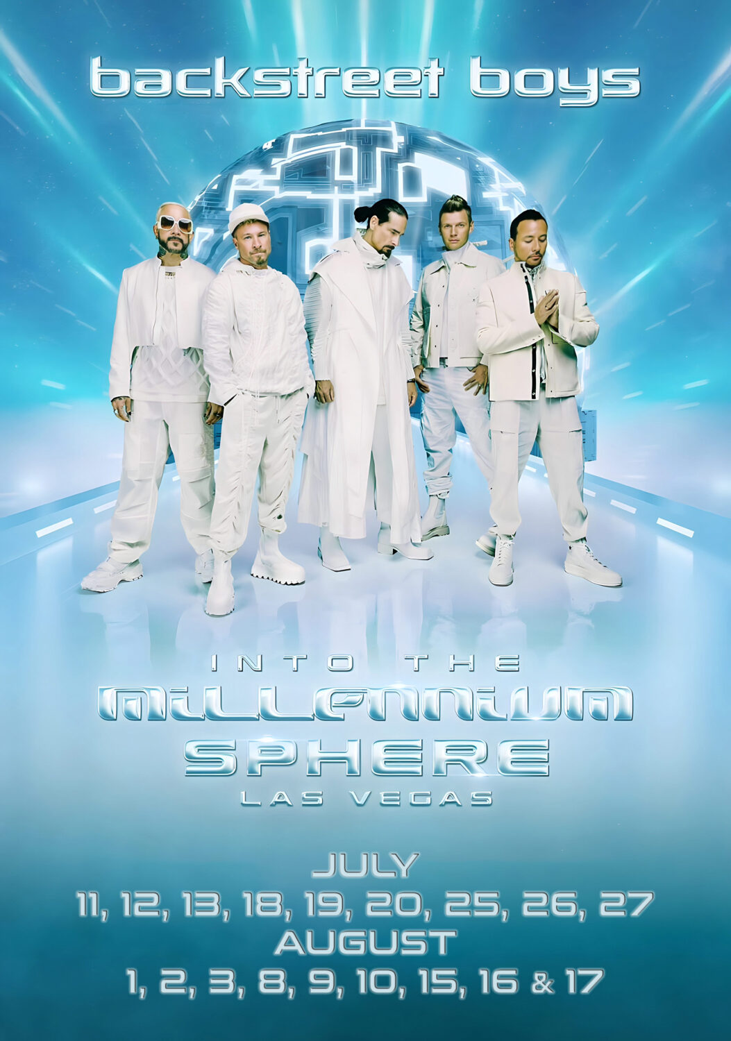BACKSTREET BOYS Into The Millennium 2025: LAS VEGAS Sphere Tour Poster Print, image size:1053x1500