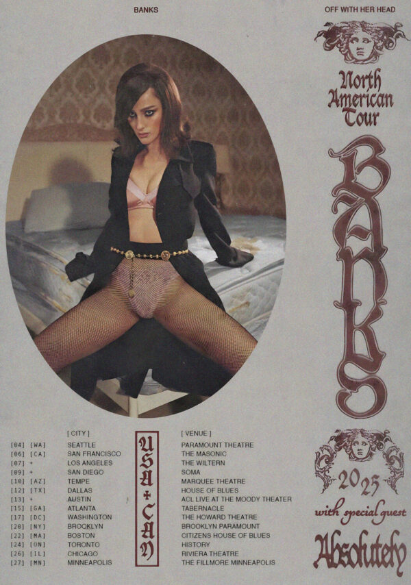 BANKS (singer) Off With Her Head 2025 North America Tour Poster Print