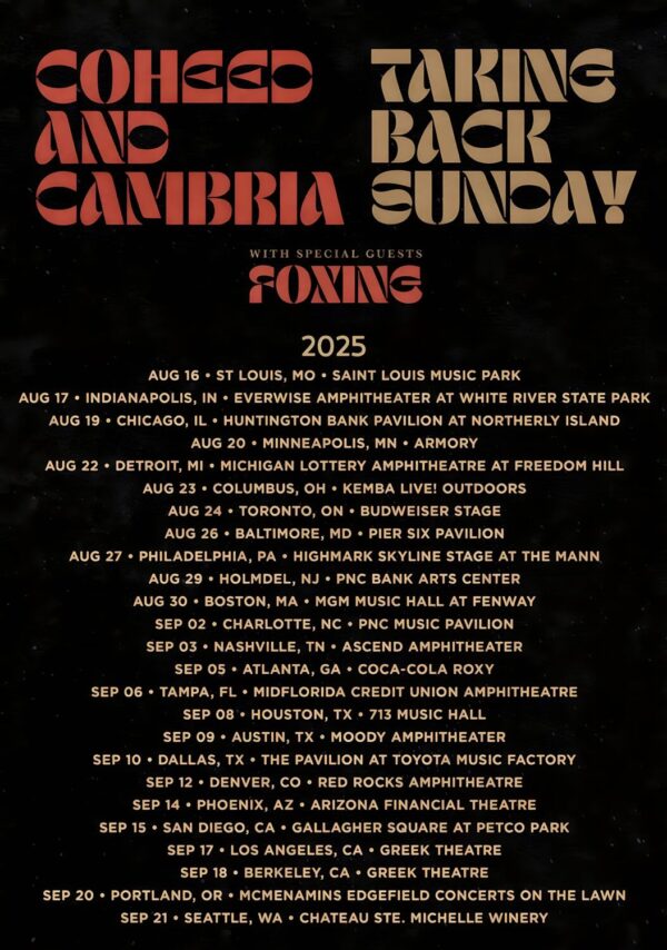 COHEED & CAMBRIA - TAKING BACK SUNDAY Co-Headling 2025 North America Tour Poster Print