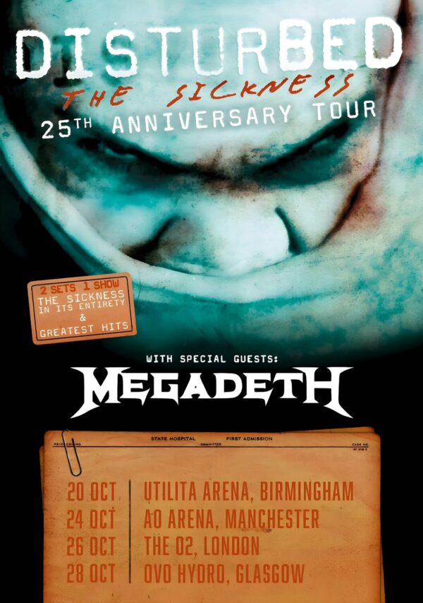DISTURBED (band) Down With The Sickness 2025 UK Arena Poster Print