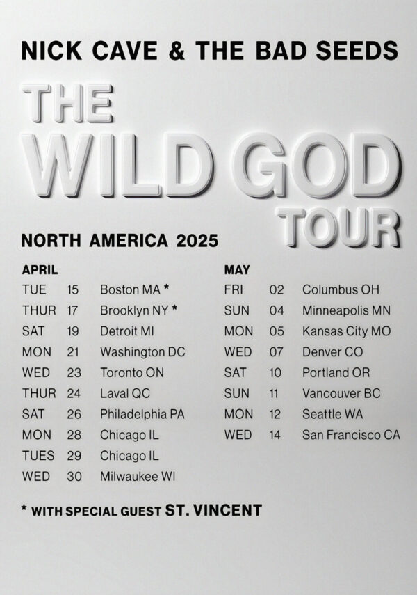 NICK CAVE & THE BAD SEEDS The Wild God 2025 North America Tour Poster Print