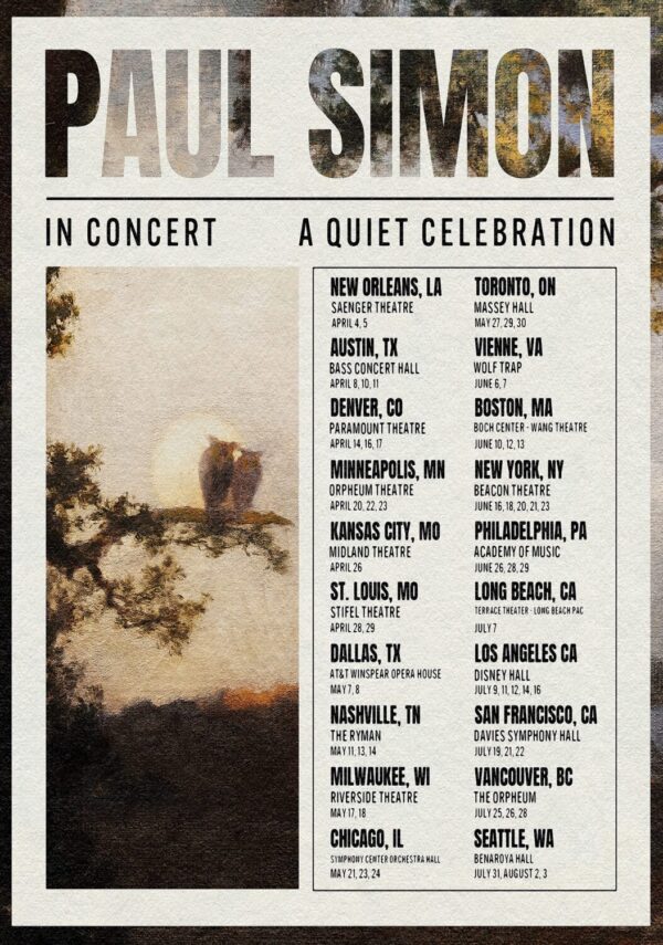 PAUL SIMON In Concert - A Quiet Celebration 2025 North America Tour Poster