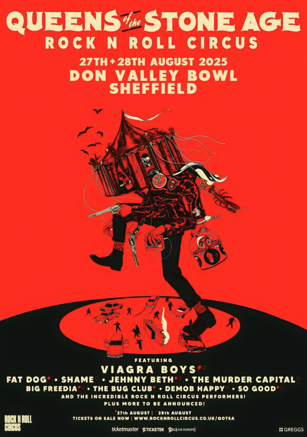 QUEENS OF THE STONE AGE Rock N Roll Circus 2025: SHEFFIELD Don Valley Bowl Tour Poster