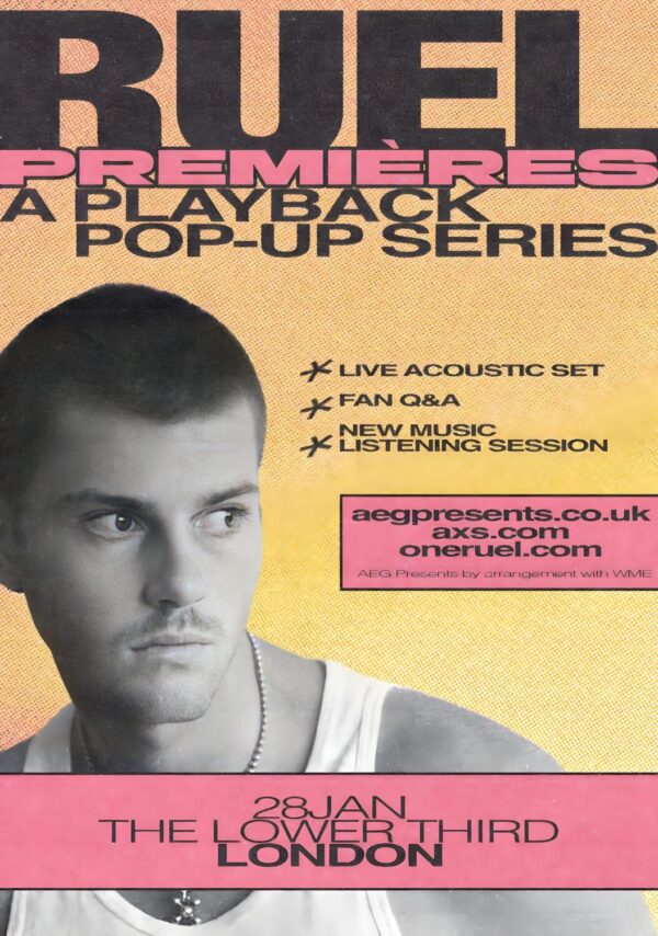 RUEL (singer) Cats Playback Pop Up Series 2025 Tour: LONDON The Lower Third Poster