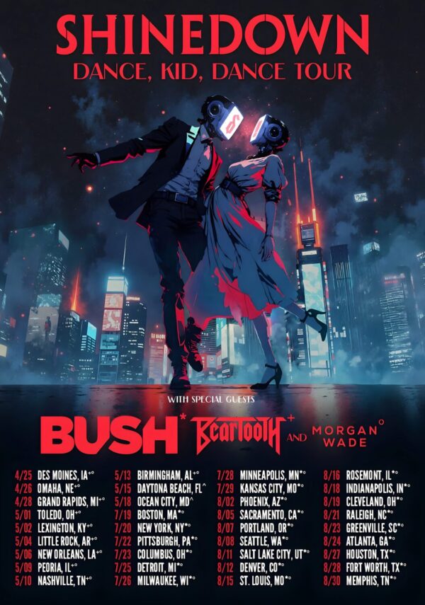 SHINEDOWN (band) Dance & Dance 2025 North America Arean Tour Poster