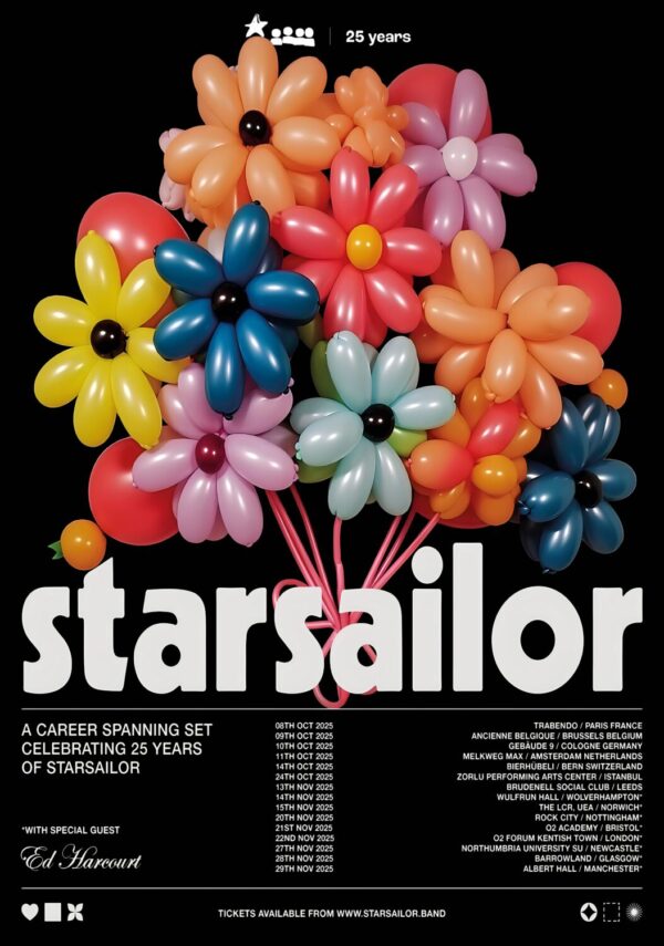 STARSAILOR 25th Anniversary 2025 UK & Europe Tour Poster
