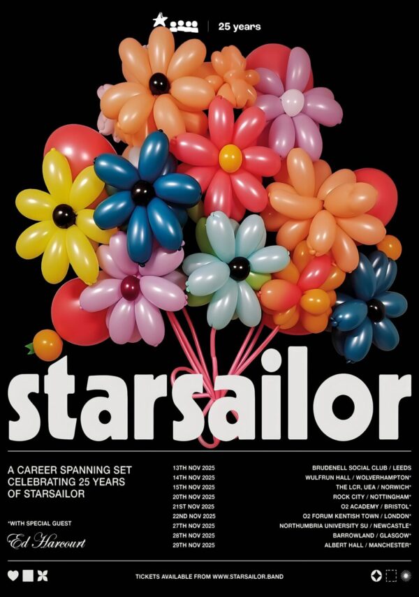 STARSAILOR 25th Anniversary 2025 UK Tour Poster