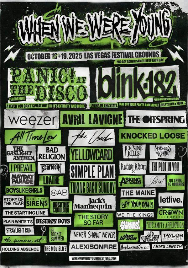 WHEN WE WERE YOUNG 2025 FESTIVAL Panic At The Disco - Blink 182 Line Up Poster Print