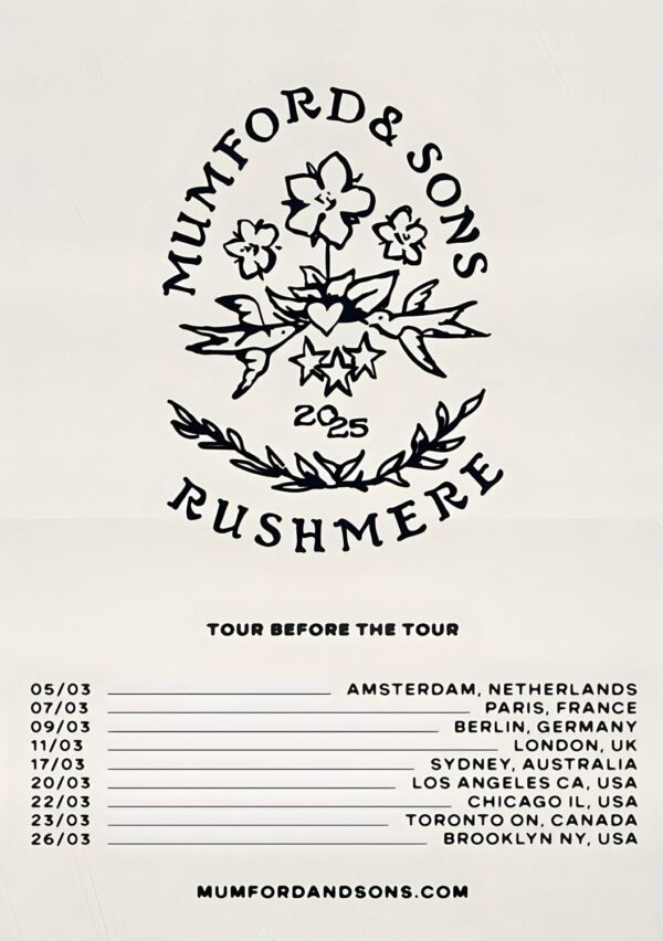 MUMFORD & SONS Rushmere 2025 Tour Before The World Tour Poster Print