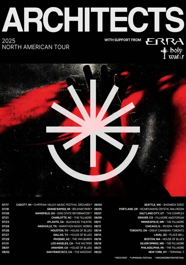 ARCHITECTS The Sky, The Earth & All Between 2025 North American Tour Poster