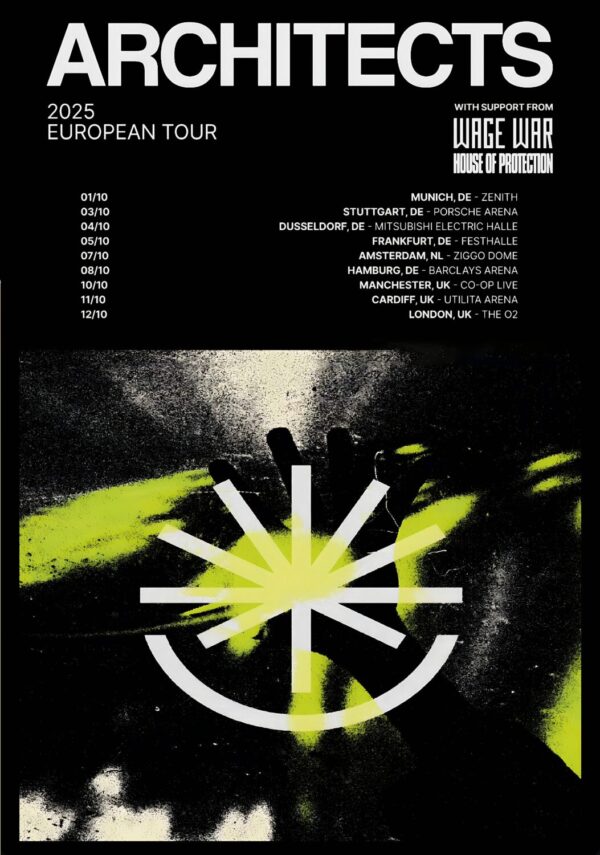 ARCHITECTS The Sky, The Earth & All Between 2025 UK & Europe Tour Poster
