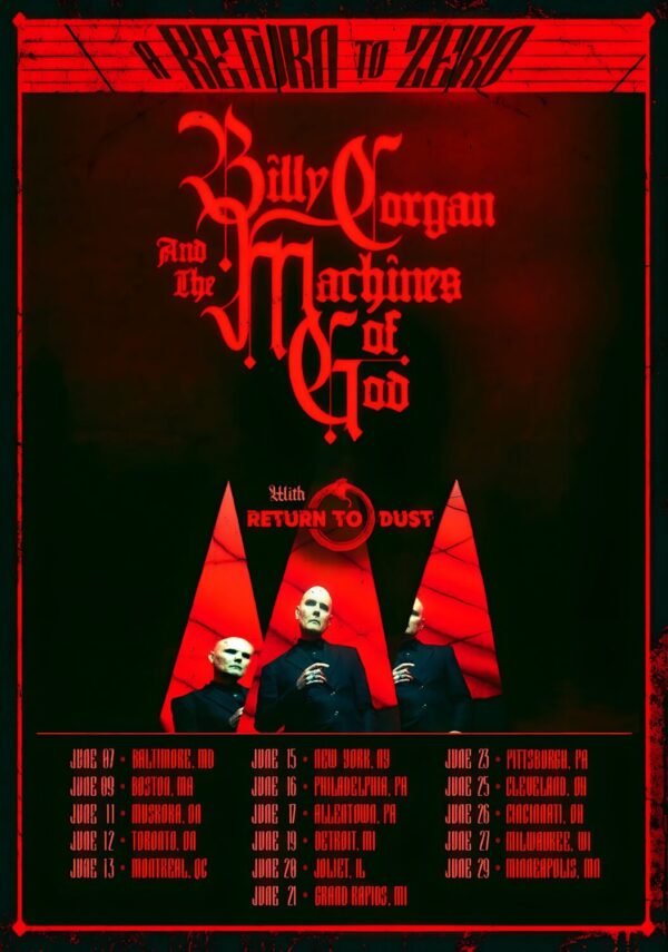 BILLY CORGAN & THE MACHINES OF GOD A Return To Zero 2025 North America Tour Poster