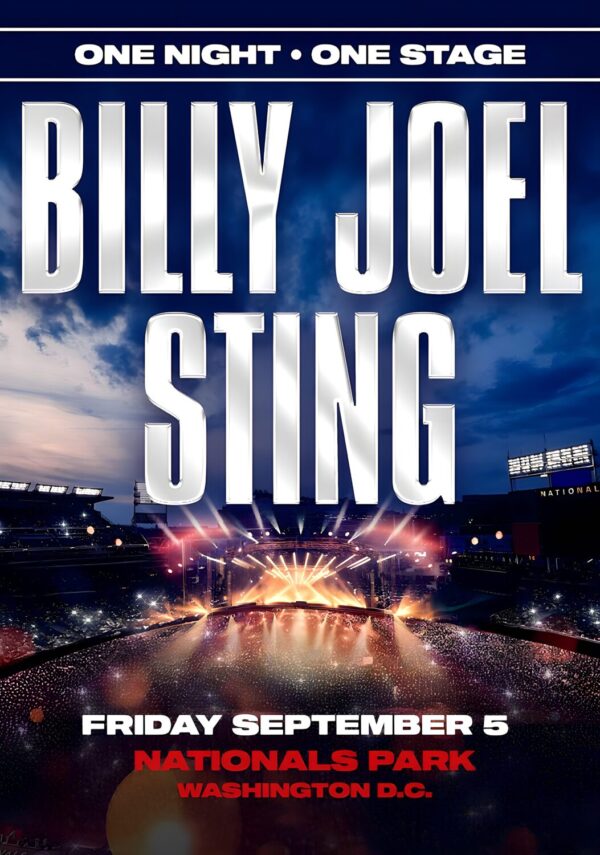 BILLY JOEL - STING One Night One Stage 2025 Tour: WASHINGTON D.C. Nationals Park Poster