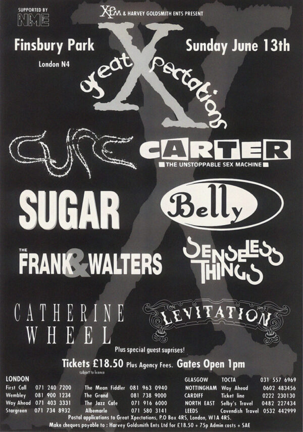 XFM Great Xpectations 1993 Festival - The Cure Line-Up Poster Print