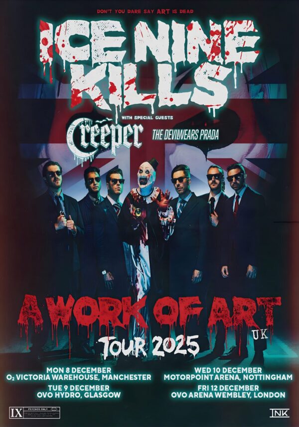 ICE NINE KILLS A Work Of Art 2025 UK Tour Poster