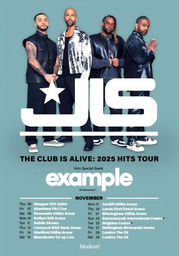 JLS (band) The Club Is Alive 2025 UK Arena Tour Poster