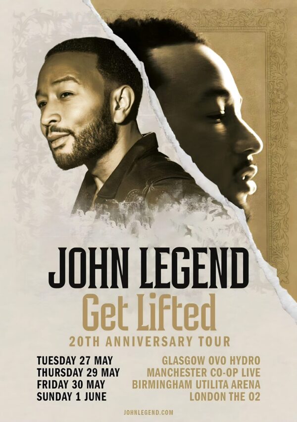 JOHN LEGEND Get Lifted 2025 Anniversary UK Arena Tour Poster