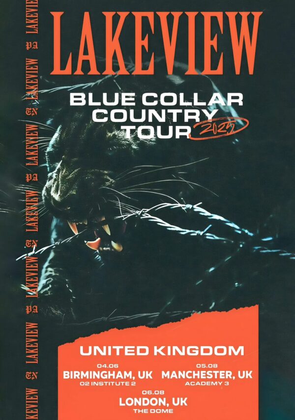 LAKEVIEW Blue Collar Country 2025 UK Tour Poster