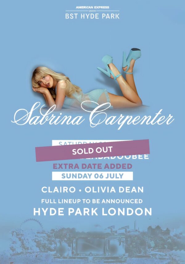 SABRINA CARPENTER Short N Sweet Tour LONDON BST (British Summer Time) Hyde Park - 5/6 July 2025 Poster