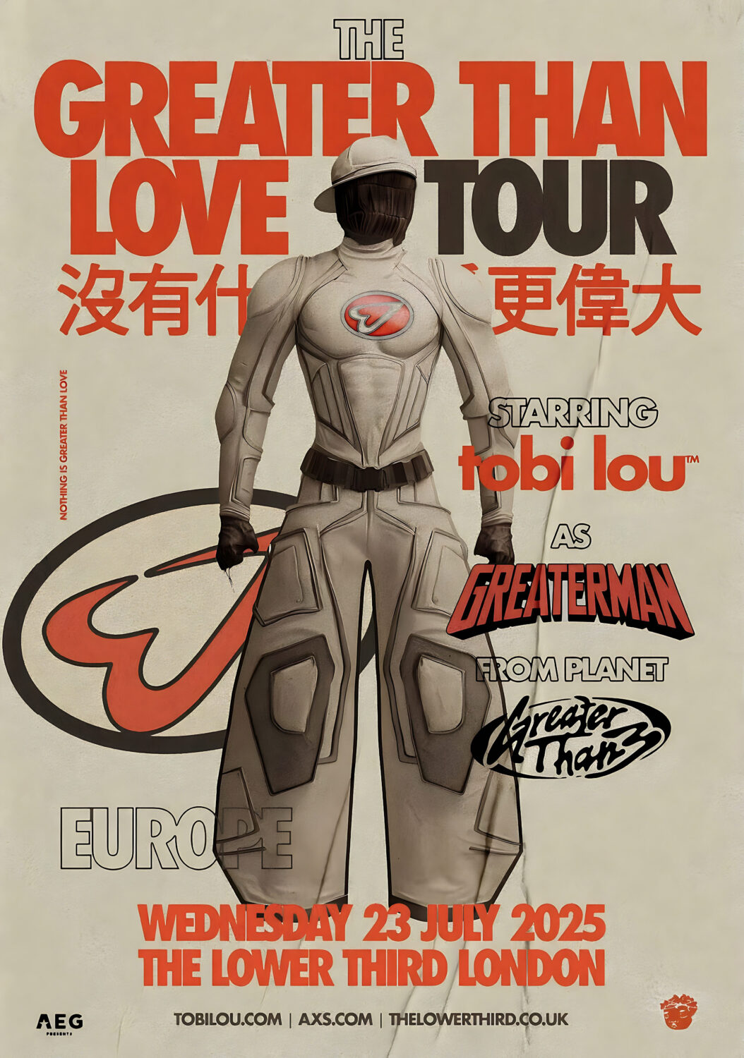 TOBI LOU Greater Than Love 2025 UK Tour: LONDON The Lower Third Poster