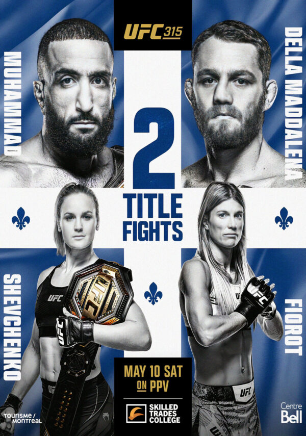 UFC 315 Belal Muhammad vs. Jack Della Maddalena 2025 Fight MMA Montreal Poster Print