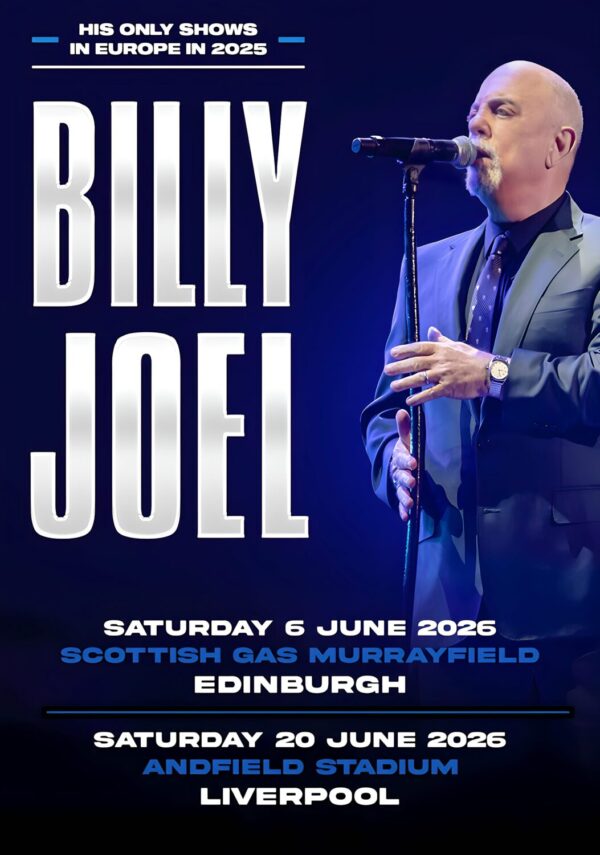 BILLY JOEL Farewell Tour 2026 Stadium UK Tour: EDINBURGH - LIVERPOOL Poster