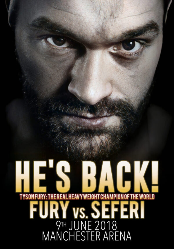 TYSON FURY vs. SEFER SEFERI Manchester Arena 2018 Boxing Fight Poster Print