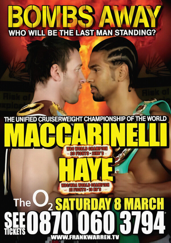 DAVID HAYE vs. ENZO MACCARINELLI London 2008 Boxing Fight Poster Print