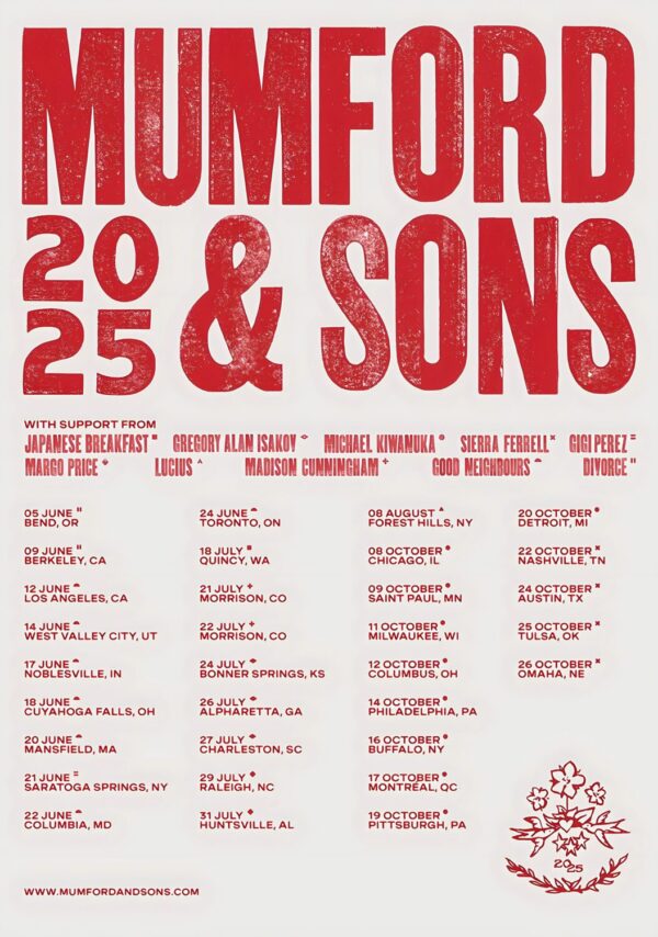 MUMFORD & SONS Rushmere 2025 North America Tour Poster