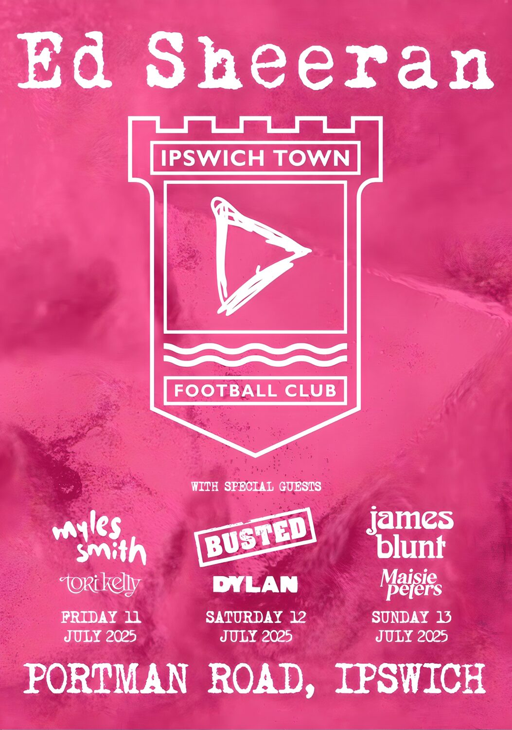 ED SHEERAN +–=÷× Play 2025 Tour: IPSWICH Portman Road Poster Print