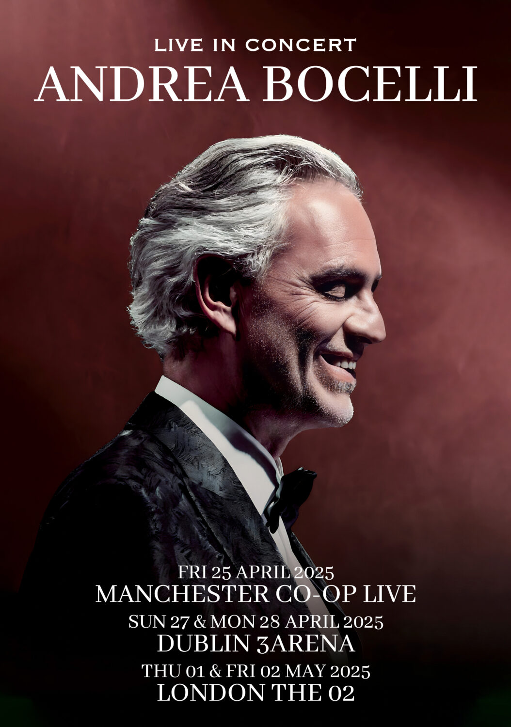 ANDREA BOCELLI Live in Concert 2025 UK Tour Poster Print