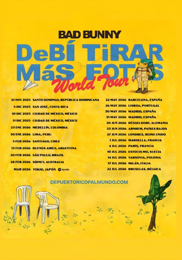 BAD BUNNY DeBI TiRAR MAS FOTos 2026 Stadium World Tour Poster