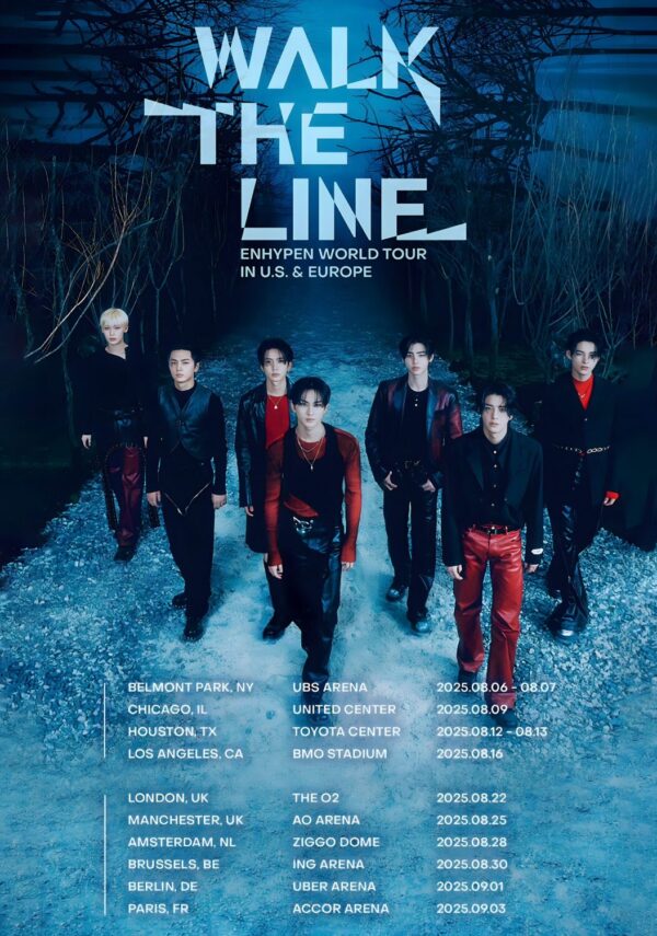 ENHYPHEN Walk The Line 2025 U.S. - Europe - UK World Tour Poster