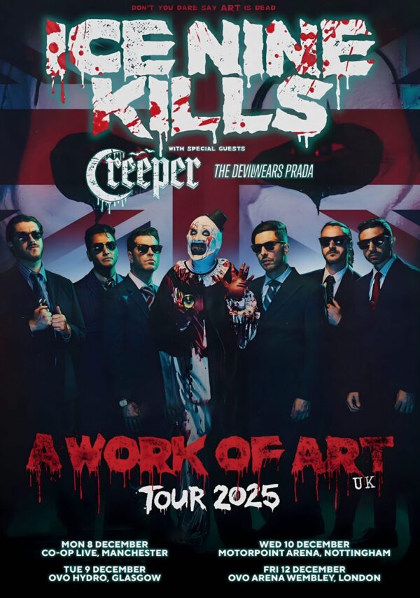 ICE NINE KILLS A Work of Art 2025 UK Arena Tour Poster