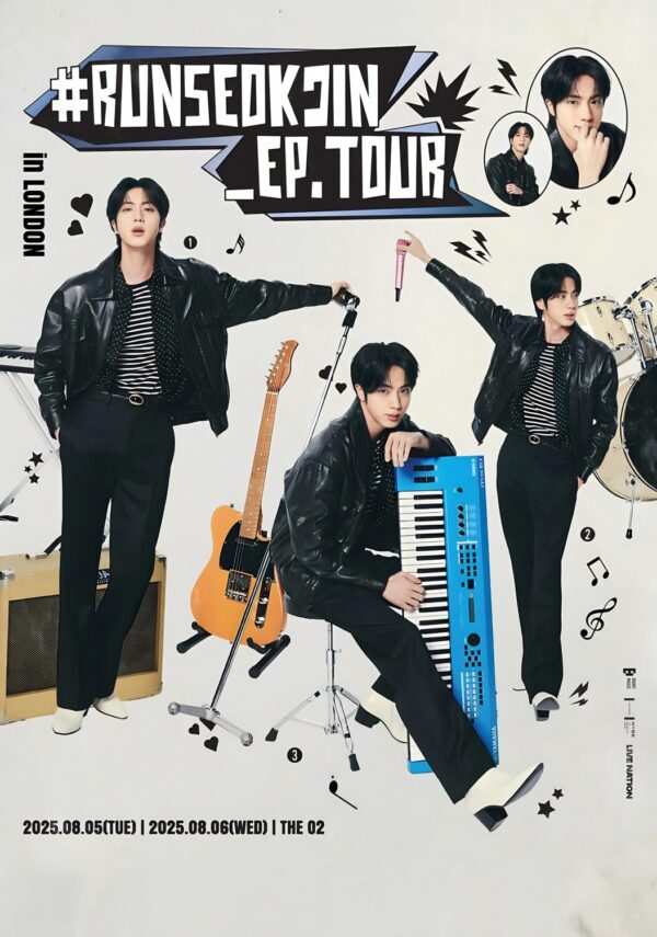 JIN #RUNSEOKJIN_EP 2025 UK World Tour: LONDON O2 Arena Poster