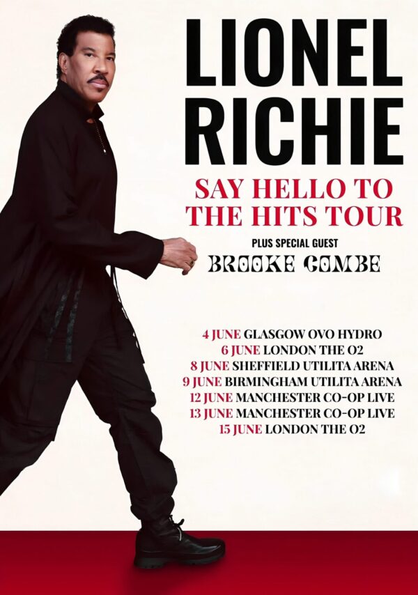 LIONEL RICHIE Say Hello To The Hits 2025 UK Arena Tour Poster